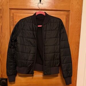 Black Quilted Bomber Jacket